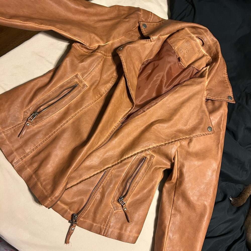 Max Studio Light Brown Leather Jacket - image 3